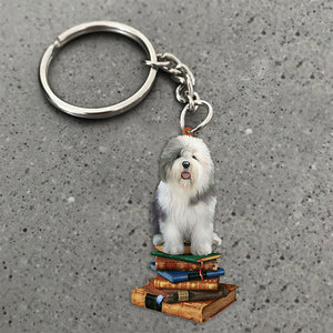 Old English Sheep-Sit On The Book-Flat Acrylic Keychain