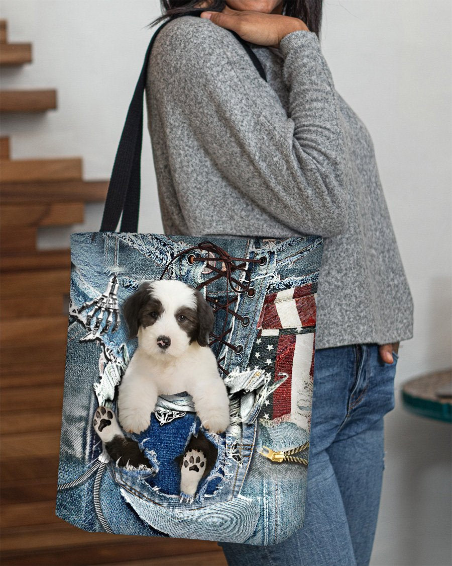 Old English Sheepdog-Ripped Jeans-Cloth Tote Bag