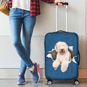 Old English Sheepdog-Torn Paper Luggage Covers