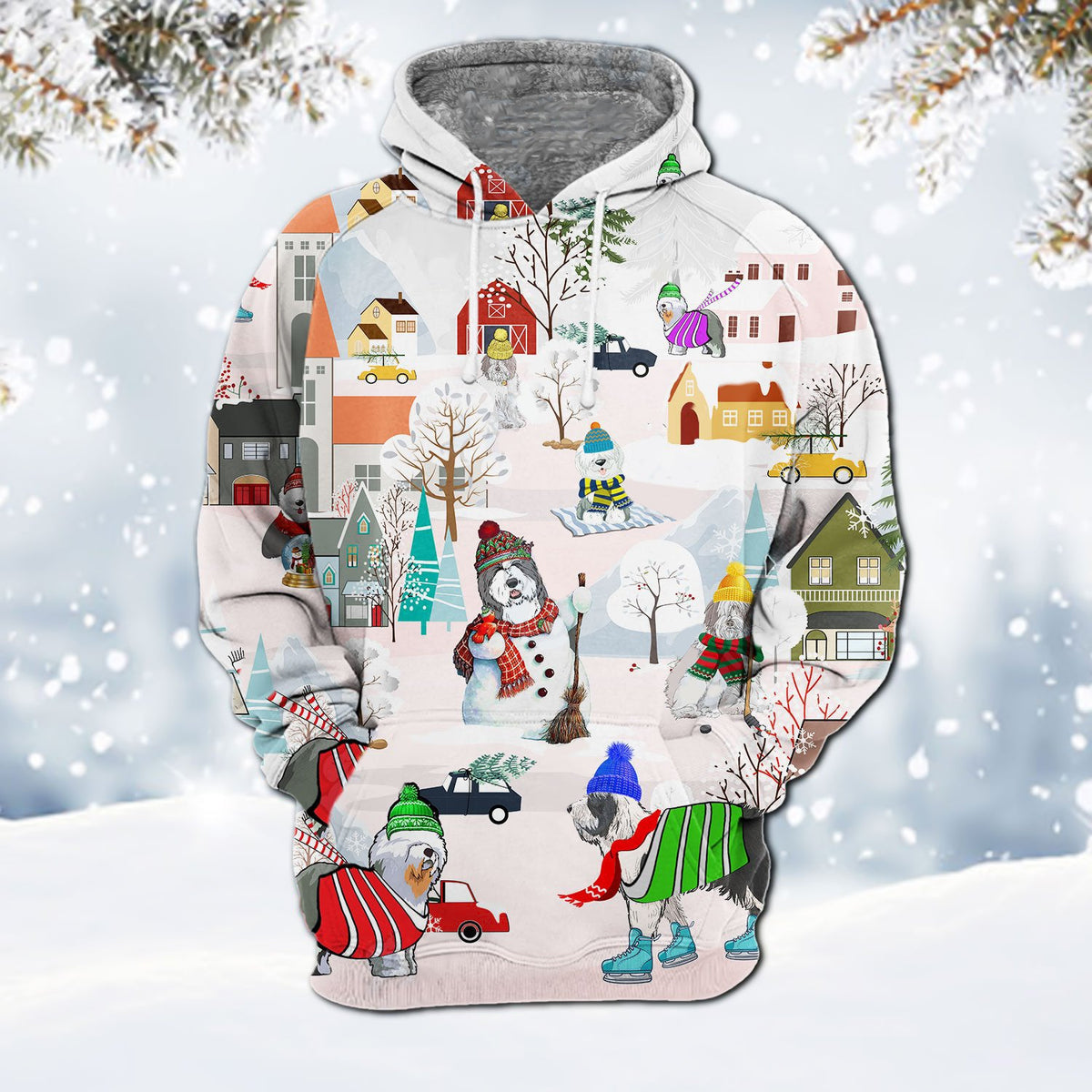 Old English Sheepdog-Winter Holiday Hoodie