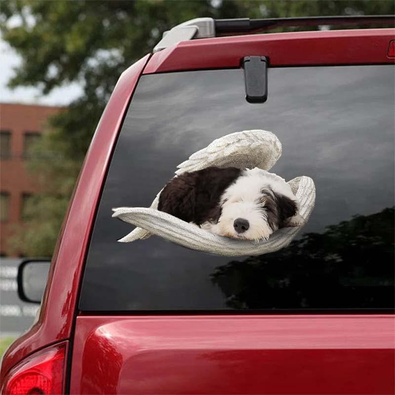 Old English Sheepdog-sleeping angel CAR STICKER