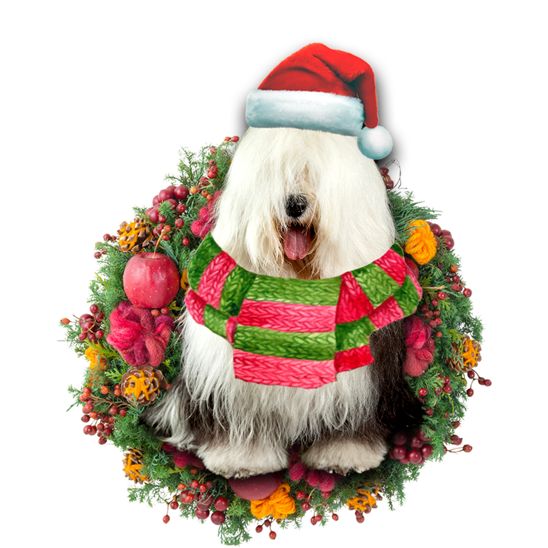 Old English Sheepdog Christmas Ornament