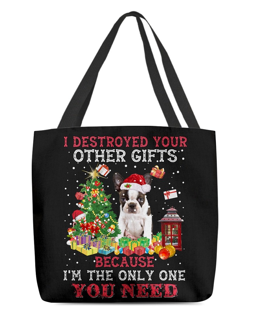 Only One-BRINDLE Boston Terrier-Cloth Tote Bag