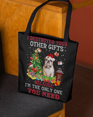 Only One-BROWN English Bulldog-Cloth Tote Bag