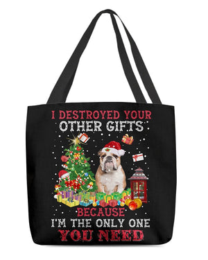 Only One-BROWN English Bulldog-Cloth Tote Bag