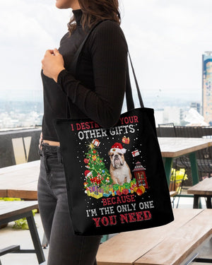 Only One-BROWN English Bulldog-Cloth Tote Bag