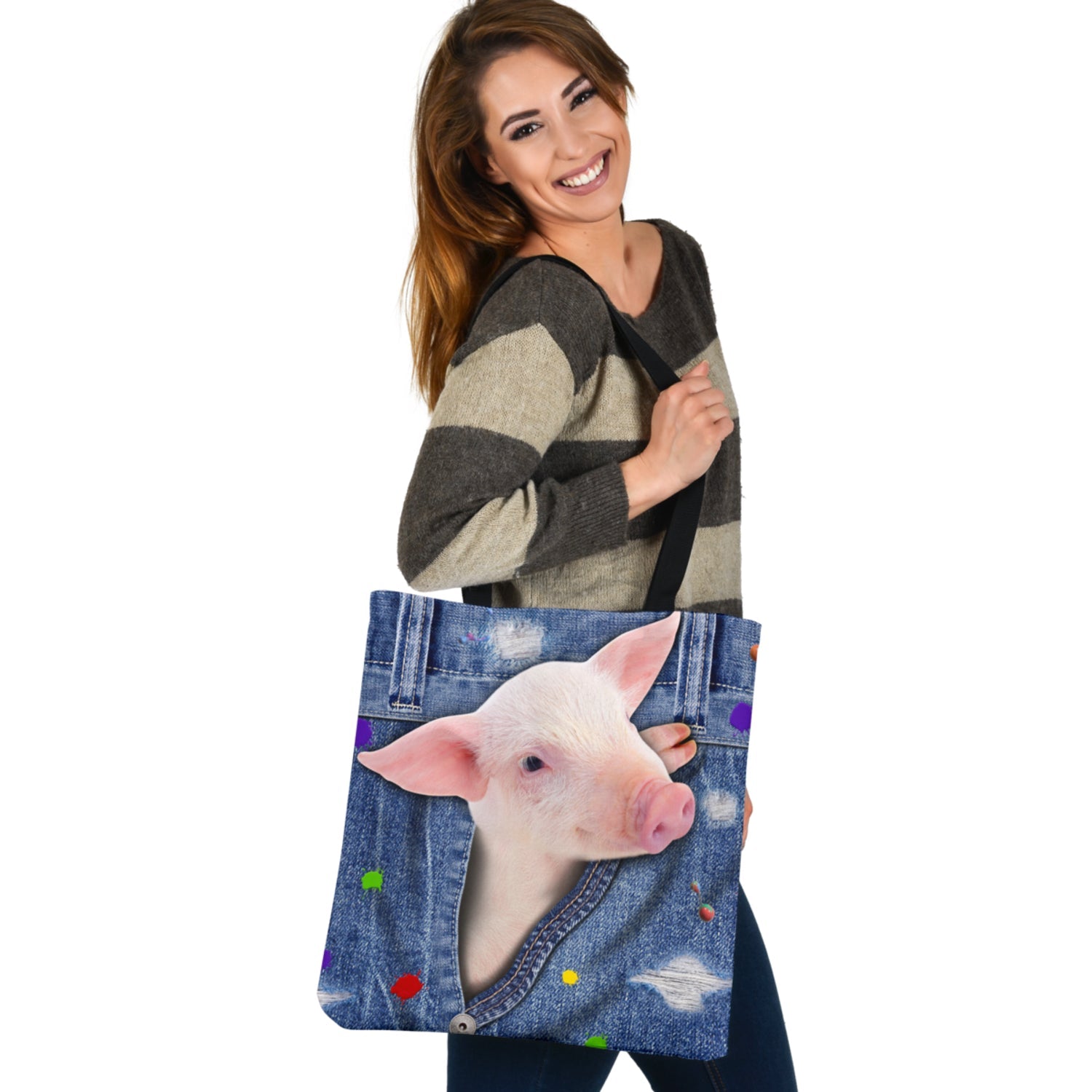 PIG-The Rainbow-Cloth Tote Bag