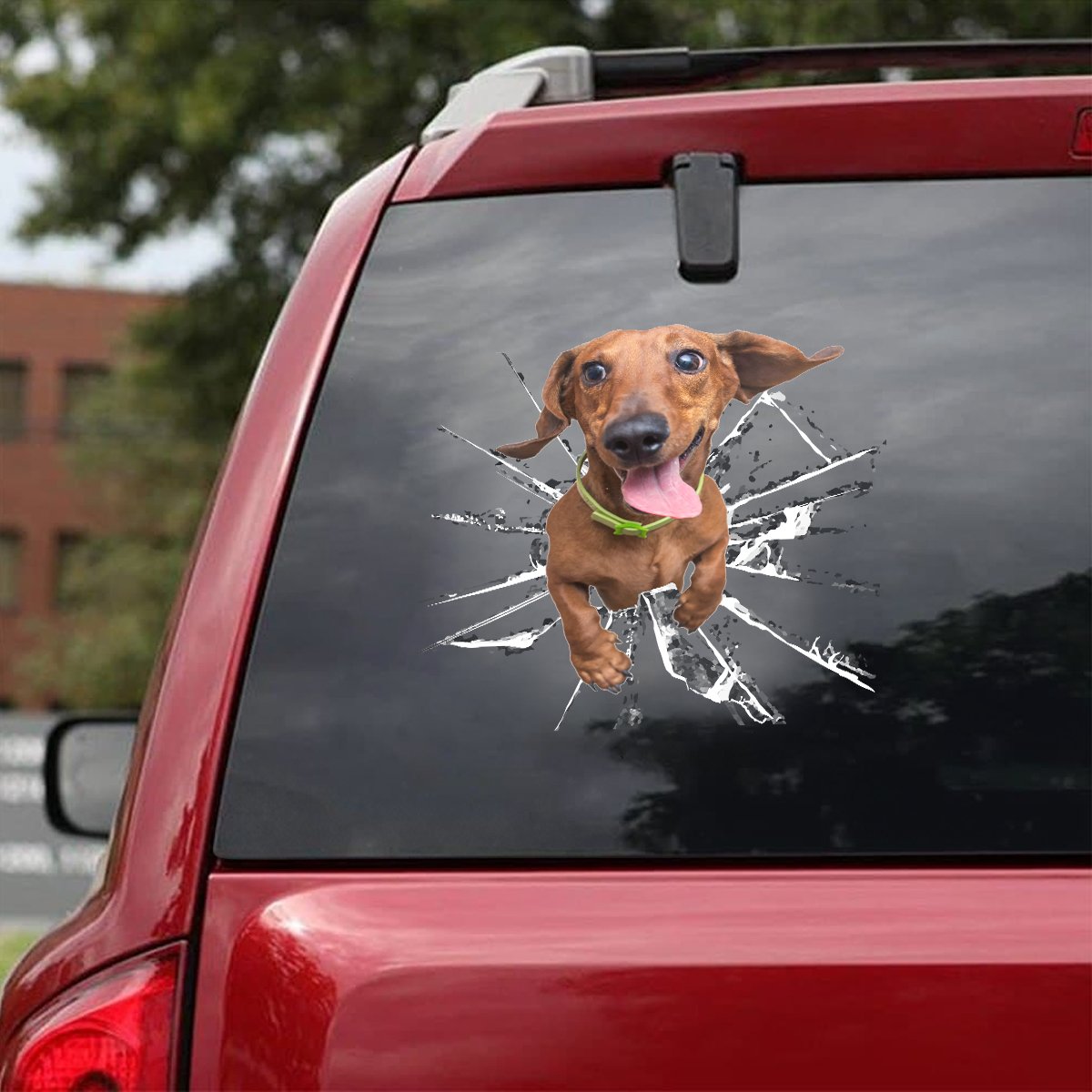 Dachshund Crack Car Sticker