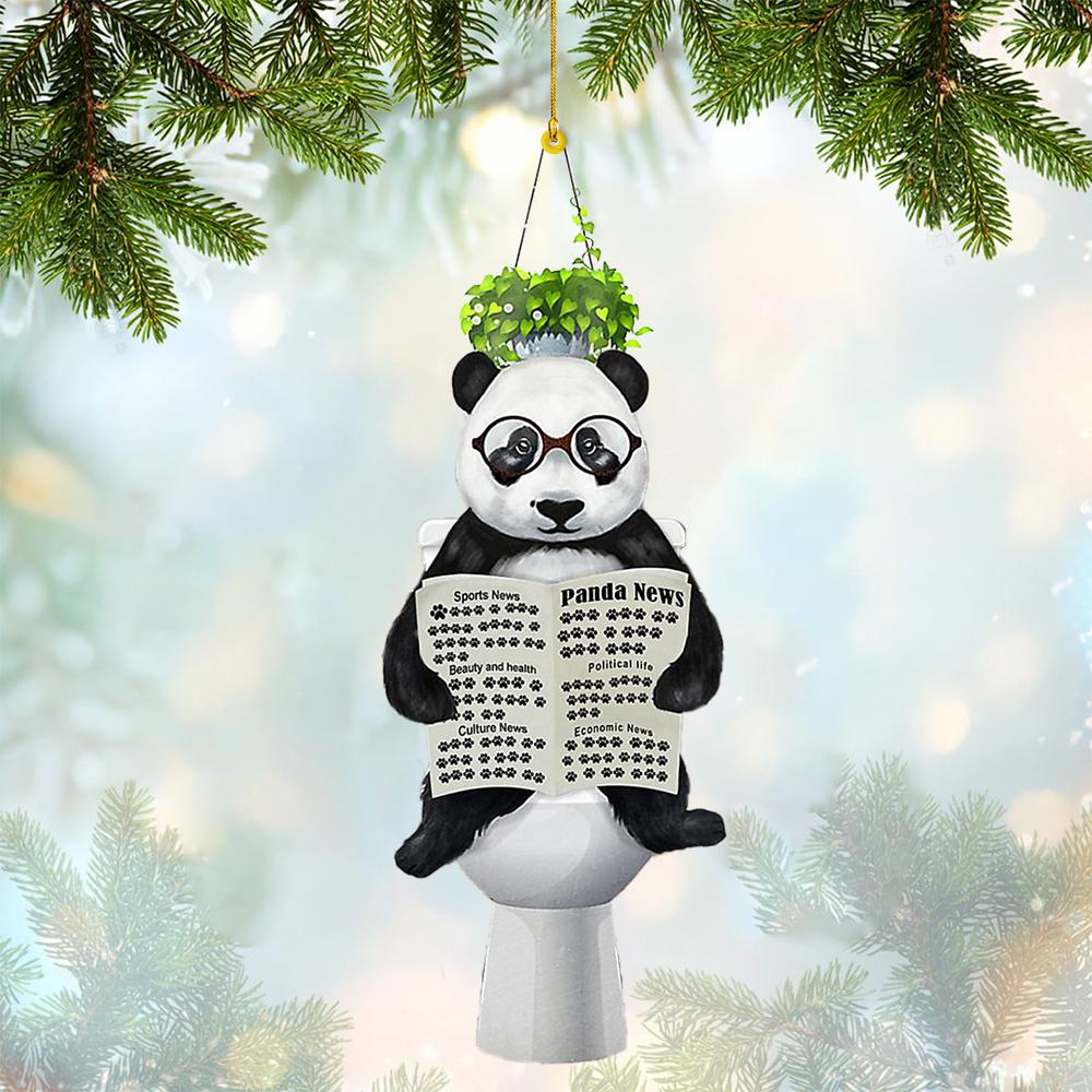 Panda Sitting On A Toilet-Two Sides Ornament