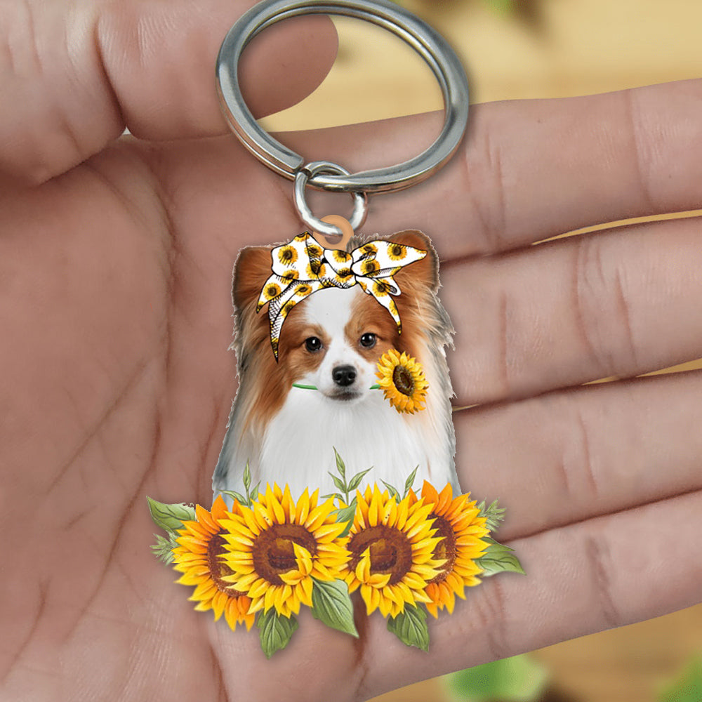 Papillon-Dog Mom Keychain