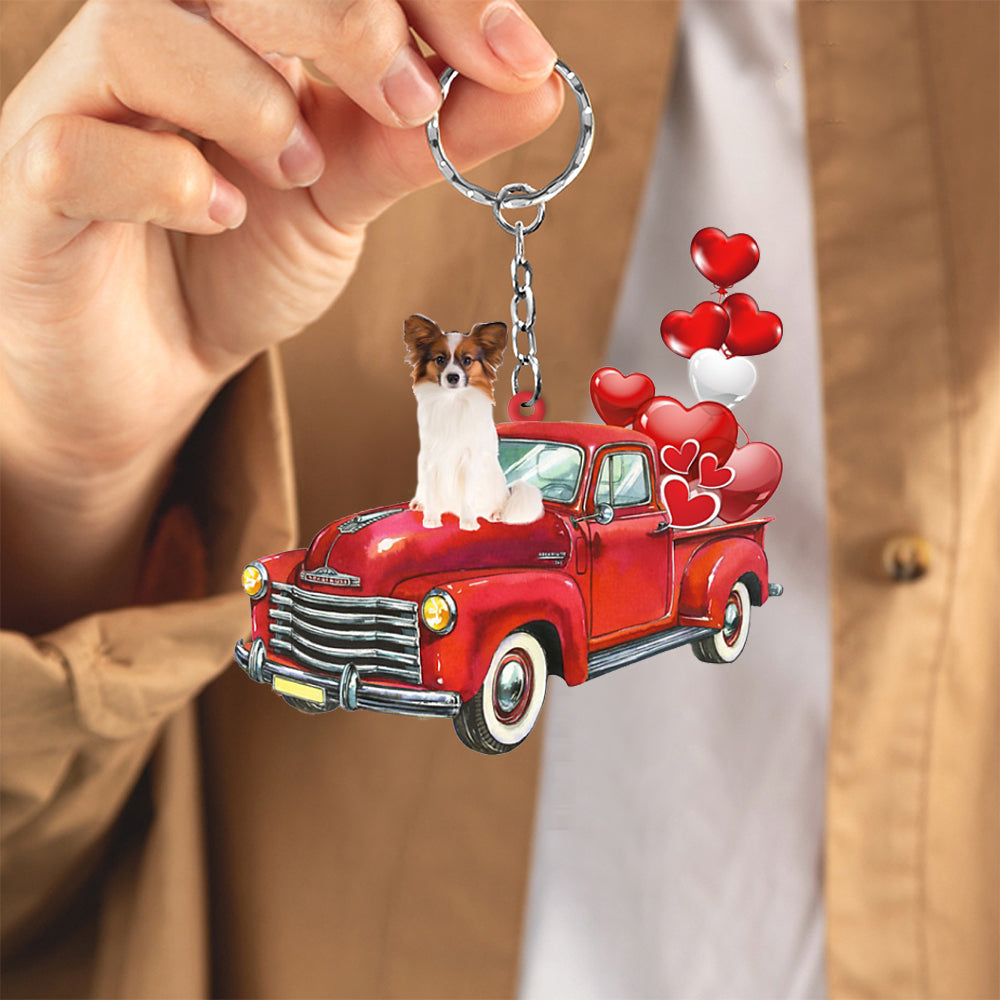 Papillon-Red Sports Car flat Acrylic Keychain