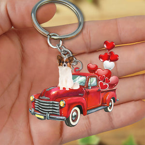 Papillon-Red Sports Car flat Acrylic Keychain