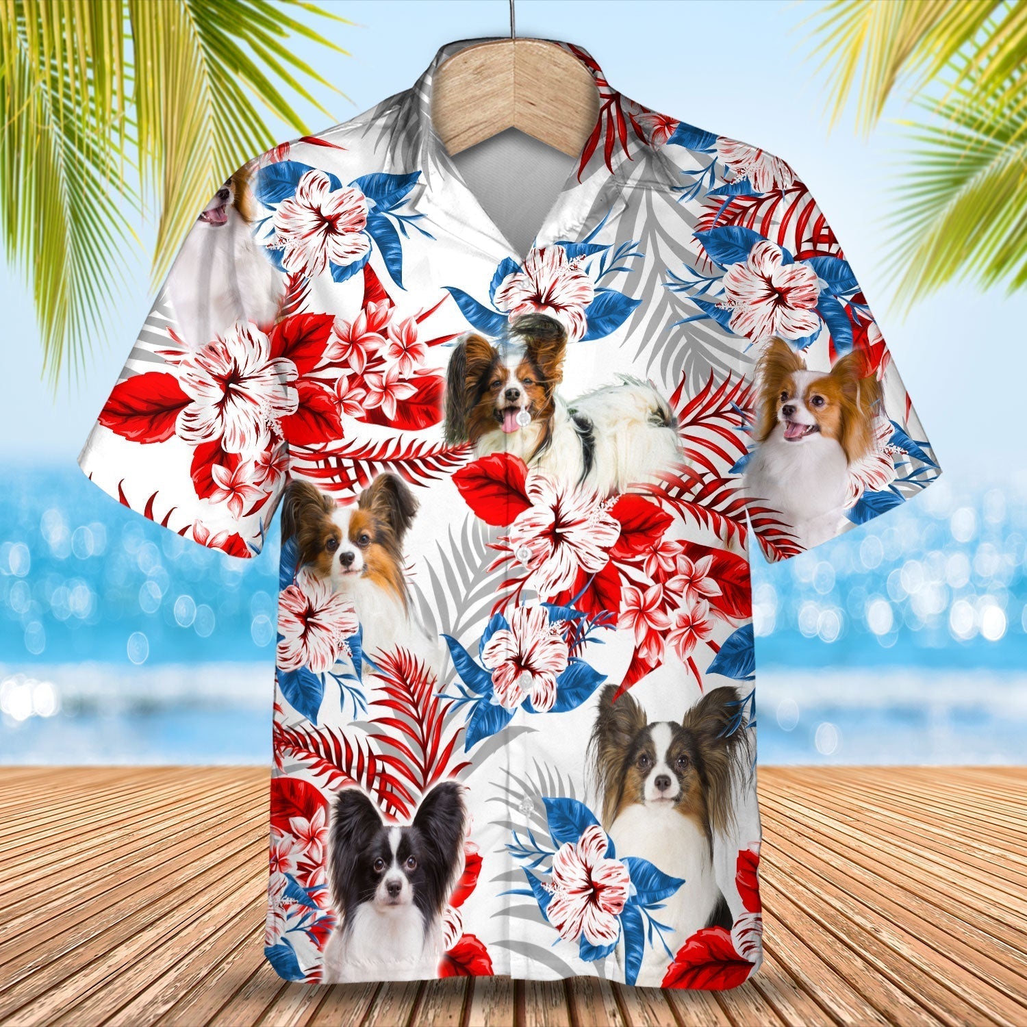 Papillon American Flag Hawaiian Shirt