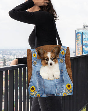 Papillon And Sunflower-Cloth Tote Bag