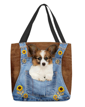 Papillon And Sunflower-Cloth Tote Bag