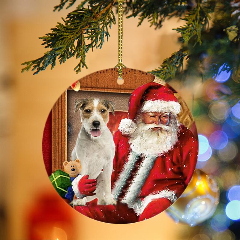 Parson Russell Terrier With Santa Christmas Ornament