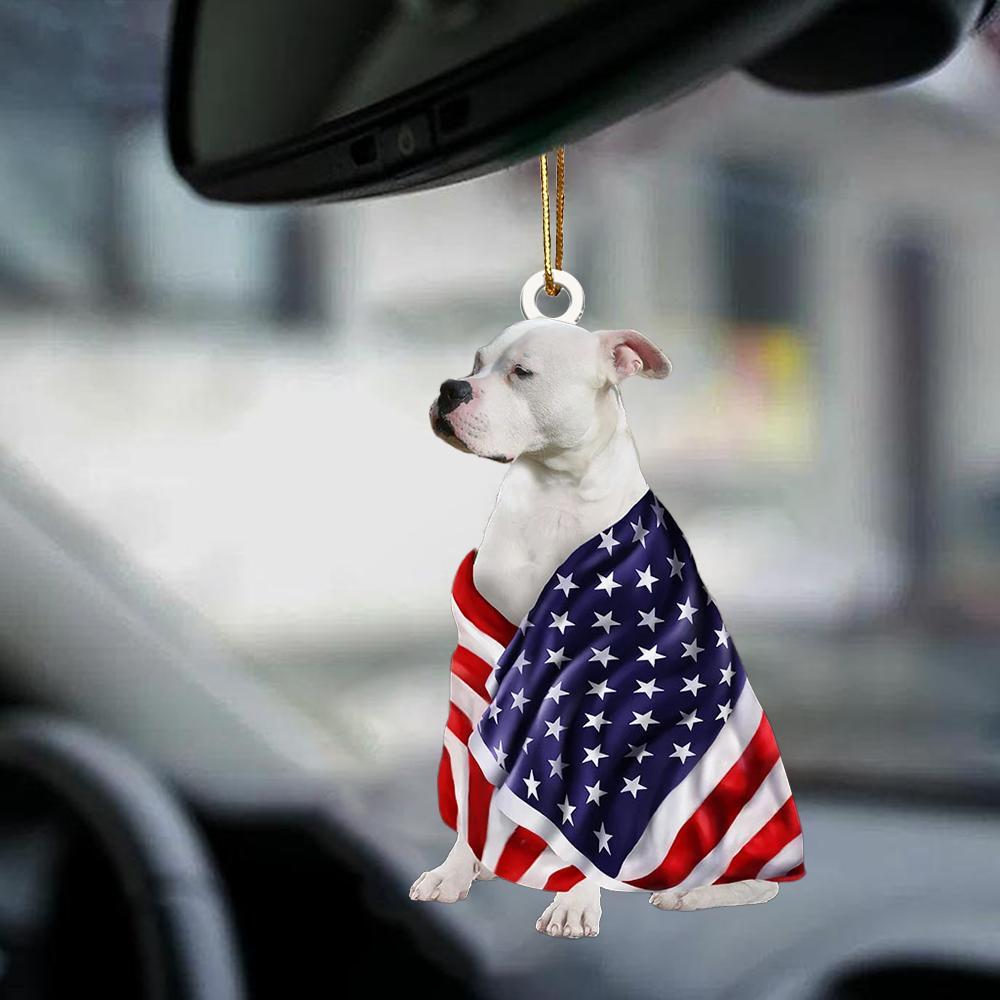 Patriotic American Bulldog With Mount Rushmore Flag Two Sided Ornament