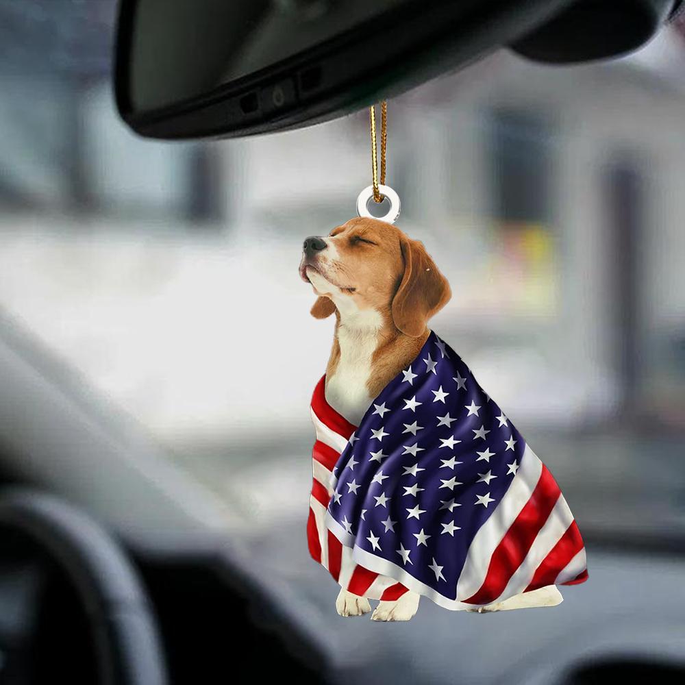 Patriotic Beagle With Mount Rushmore Flag Two Sided Ornament