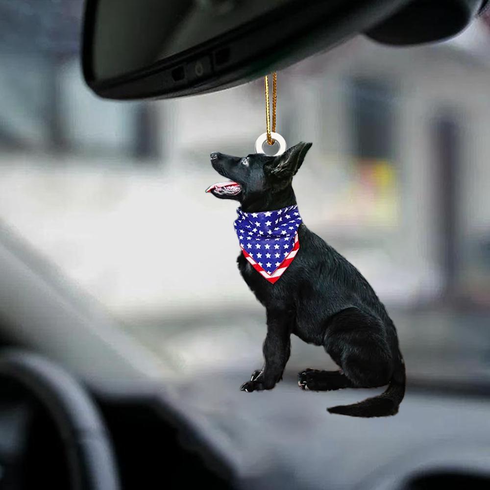 Patriotic Black German Shepherd 4th Of July Independence Day American Flag  Two Sided Ornament