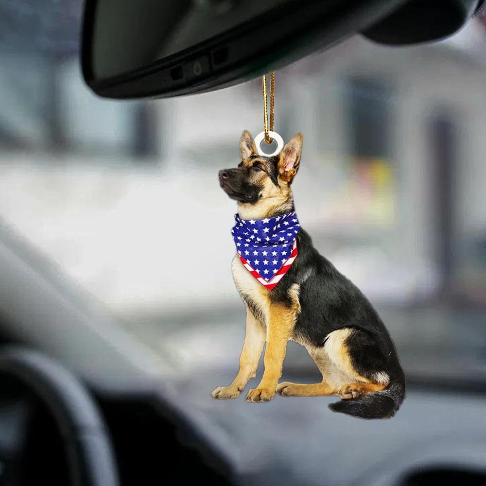 Patriotic German Shepherd American 4th Of July Independence Day Flag Two Sided Ornament