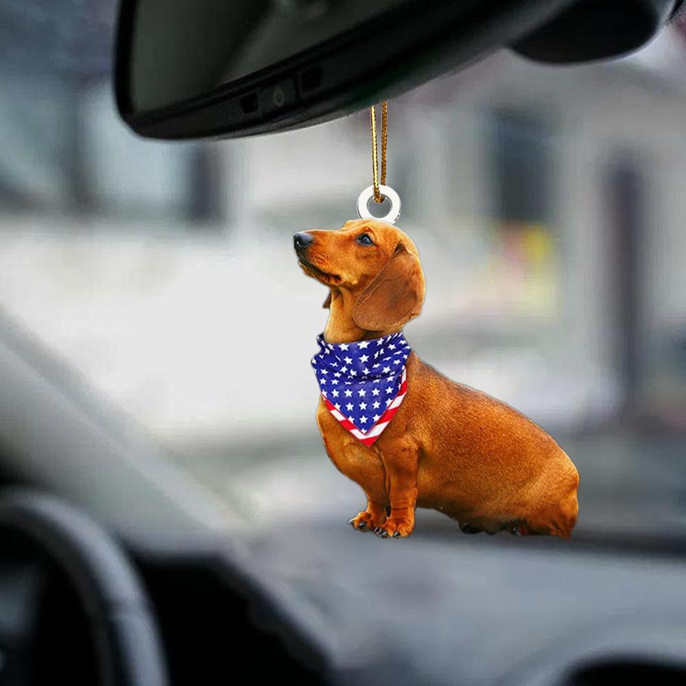 Patriotic Red Dachshund 4th Of July Independence Day American Flag  Two Sided Ornament