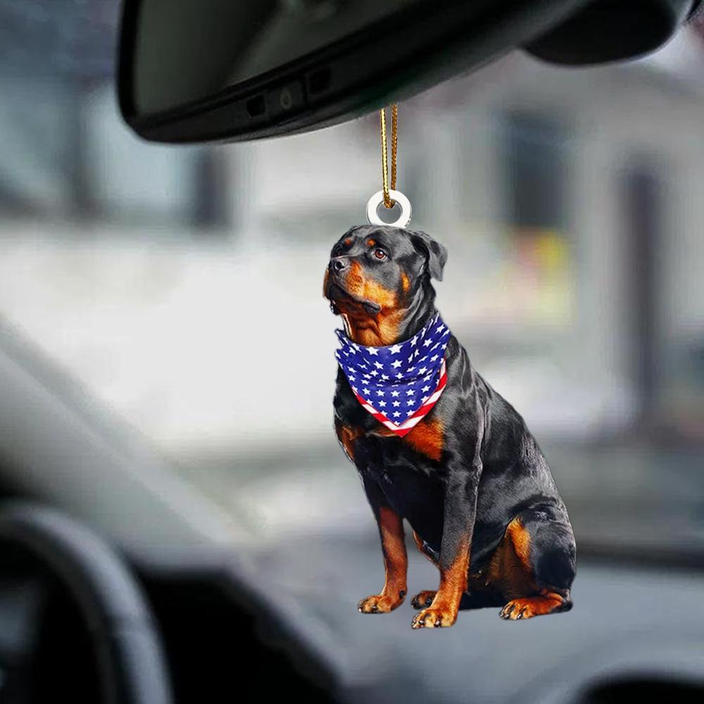 Patriotic Rottweiler 4th Of July Independence Day American Flag Two Sided Ornament