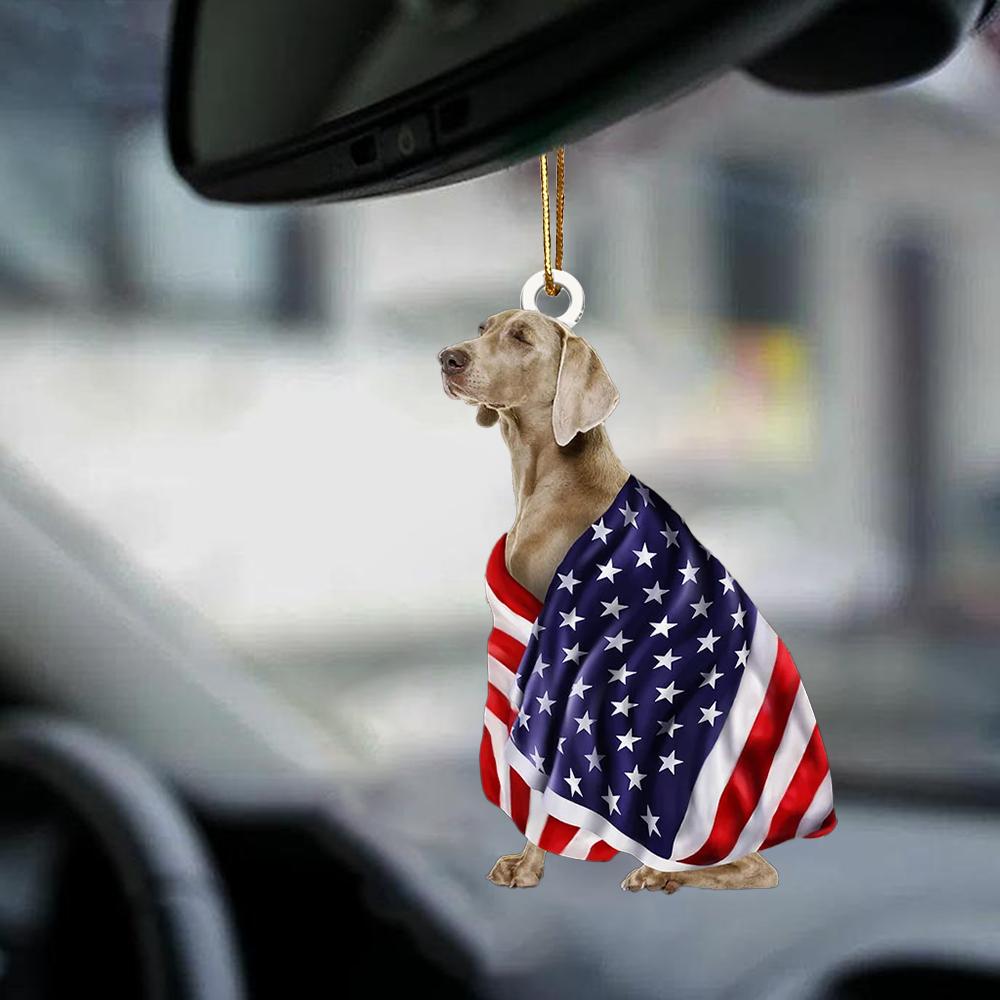 Patriotic Weimaraner With Mount Rushmore Flag Two Sided Ornament