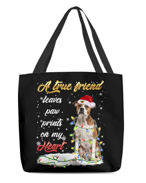 Paw Prints-American Bulldog 1-Cloth Tote Bag