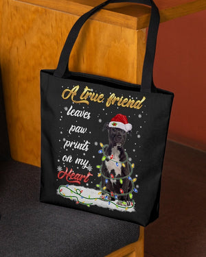 Paw Prints-BLACK American Staffordshire Terrier-Cloth Tote Bag