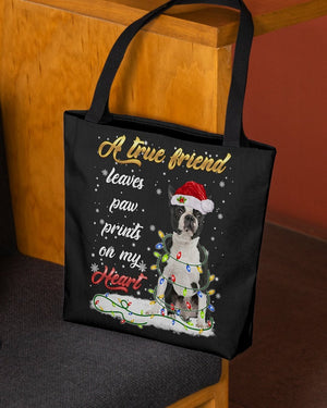 Paw Prints-BLACK Boston Terrier-Cloth Tote Bag