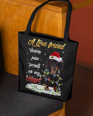 Paw Prints-BLACK Dachshund 1-Cloth Tote Bag