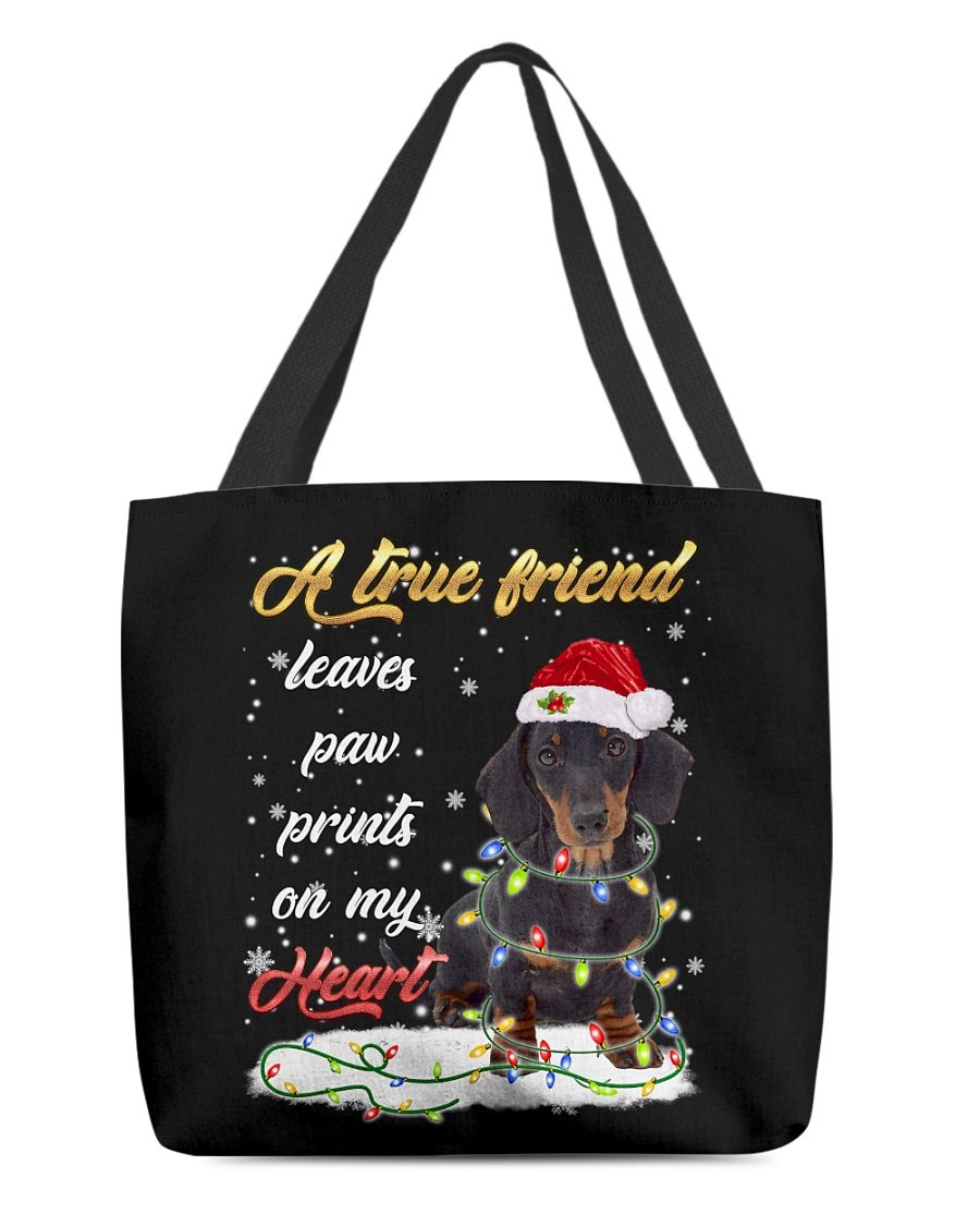 Paw Prints-BLACK Dachshund 1-Cloth Tote Bag