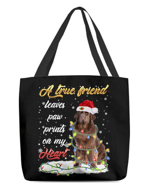 Paw Prints-BROWN Newfoundland-Cloth Tote Bag