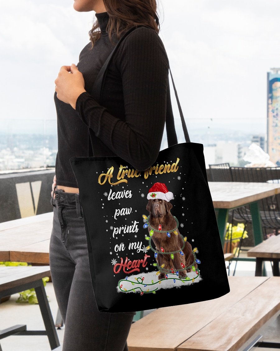 Paw Prints-BROWN Newfoundland-Cloth Tote Bag