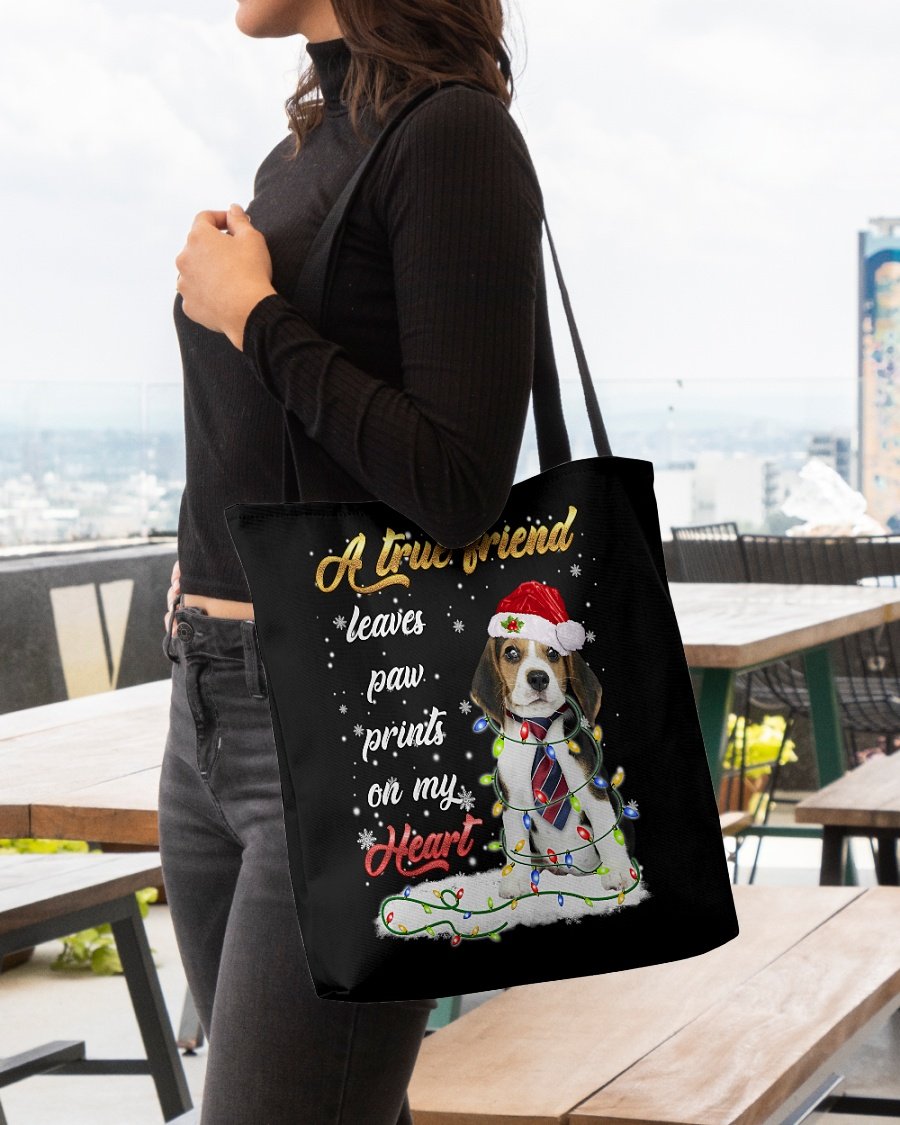 Paw Prints-Beagle 1-Cloth Tote Bag