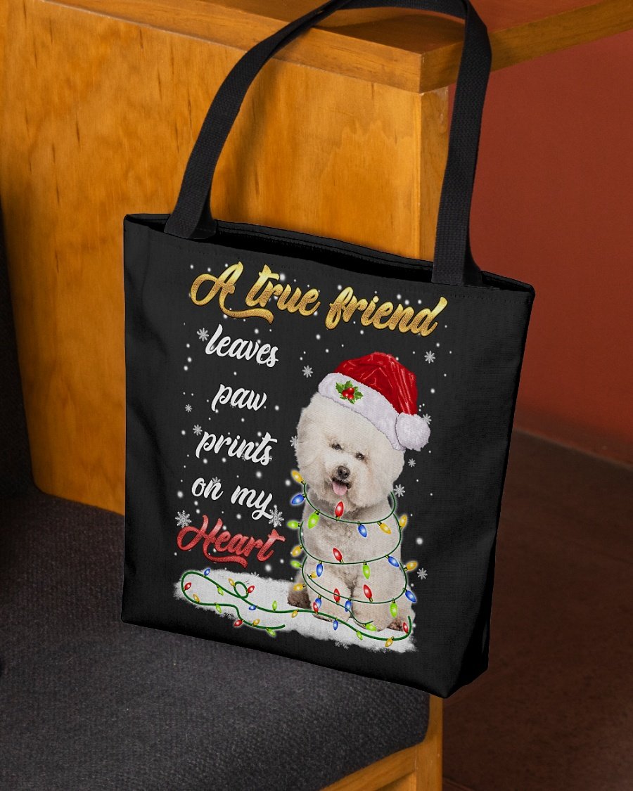 Paw Prints-CREAM Bichon Frise-Cloth Tote Bag