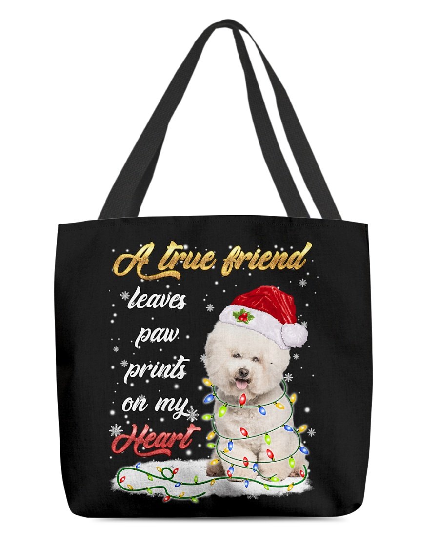 Paw Prints-CREAM Bichon Frise-Cloth Tote Bag