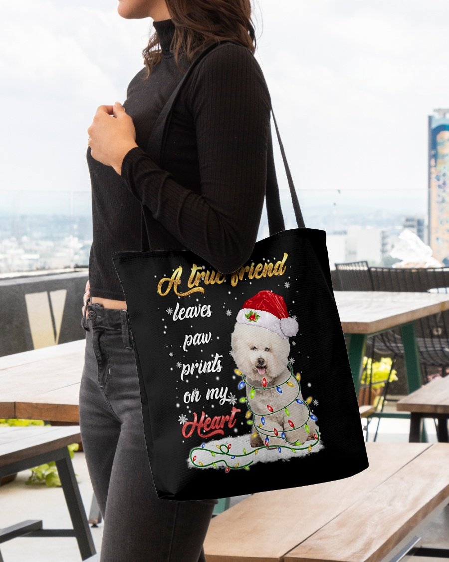 Paw Prints-CREAM Bichon Frise-Cloth Tote Bag