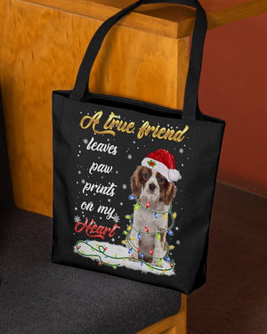 Paw Prints-Cavalier King Charles Spaniel 2-Cloth Tote Bag