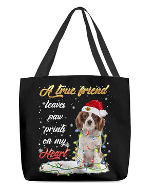 Paw Prints-Cavalier King Charles Spaniel 2-Cloth Tote Bag