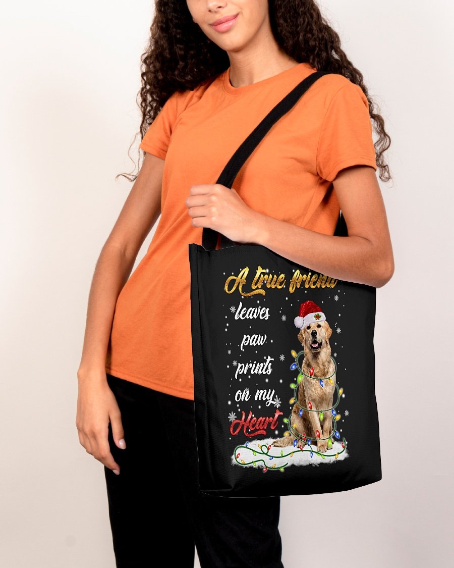 Paw Prints-Golden Retriever 2-Cloth Tote Bag