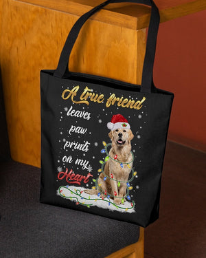 Paw Prints-Golden Retriever 2-Cloth Tote Bag