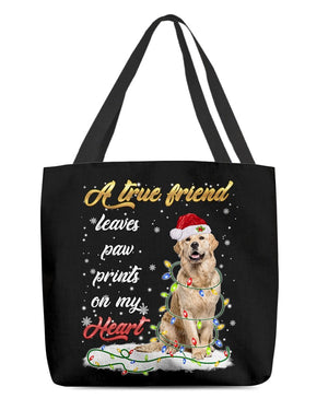 Paw Prints-Golden Retriever 2-Cloth Tote Bag