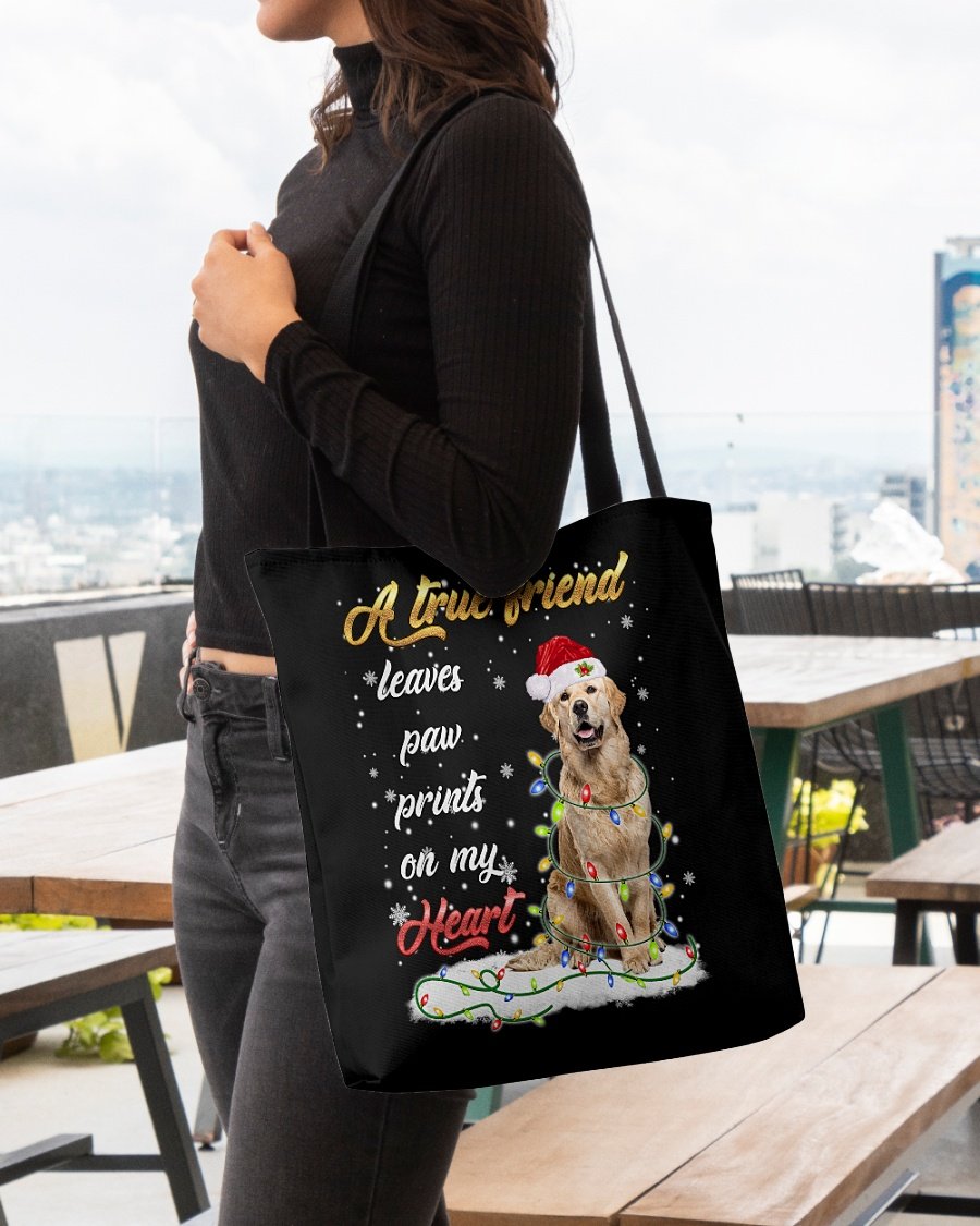 Paw Prints-Golden Retriever 2-Cloth Tote Bag