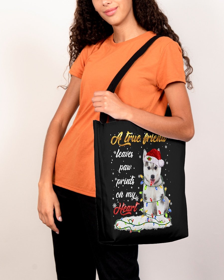 Paw Prints-Husky 2-Cloth Tote Bag