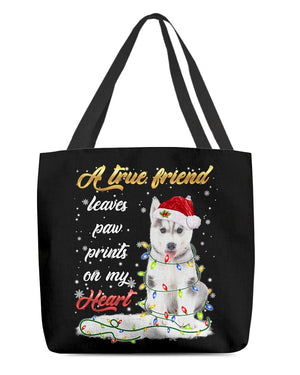 Paw Prints-Husky 2-Cloth Tote Bag