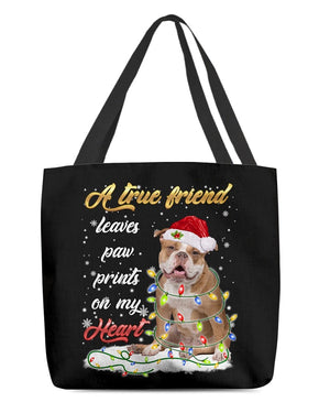 Paw Prints-Old English Bulldog-Cloth Tote Bag