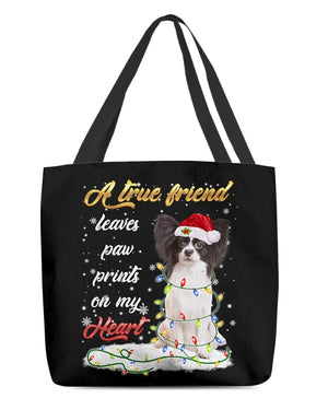 Paw Prints-Papillon 3-Cloth Tote Bag