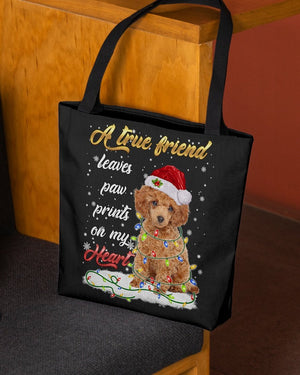 Paw Prints-RED Toy Poodle-Cloth Tote Bag