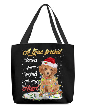 Paw Prints-RED Toy Poodle-Cloth Tote Bag